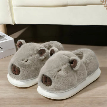 Zapatillas de invierno S7 Star con diseño de capibara 3D, peludas y cálidas, de felpa gruesa y peluda, para hombre y mujer, de algodón, para el hogar, planas y antideslizantes, en varios colores